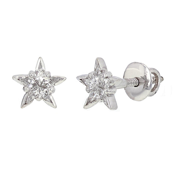 14k White Gold 1/2ctw Diamond Lucky Star Stud Earrings