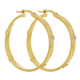 Italian 14k Two-Tone Gold Hollow Screw Design Hoop Earrings 1.2" 3mm 2.7 grams