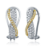 14k Yellow & White Gold 0.75ctw Diamond X Entwined Twist Drop Dangle Earrings