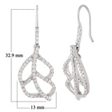 14k White Gold 1ctw Diamond Pave Leaf in The Wind Dangle Earrings