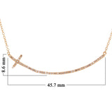 14k Rose Gold 0.25ctw Diamond Micro Pave Curved Sideways Cross Pendant Necklace