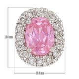 14k White Gold 0.50ctw Pink Ice & Diamond Oval Floating Pendant