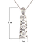 14k White Gold 0.58ctw Diamond Anniversary Three Stone Necklace