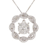 14k White Gold 1ctw Diamonds in Rhythm Wreath Pendant Necklace