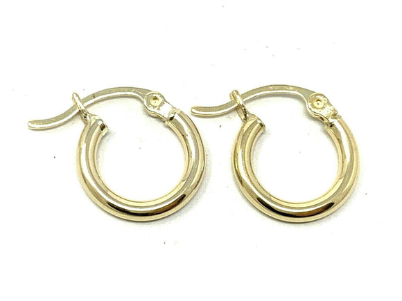 14k Yellow Gold Round Small Hollow Hoop Loop Earrings 13.6mm x 12.3mm 1 gram