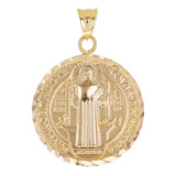 14k Yellow Gold St Benedict Medal Cross Charm Pendant 1" 2.5 grams