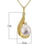 Italian 14k Yellow Gold 0.03ctw Diamond & 7mm White Cultured Pearl Necklace