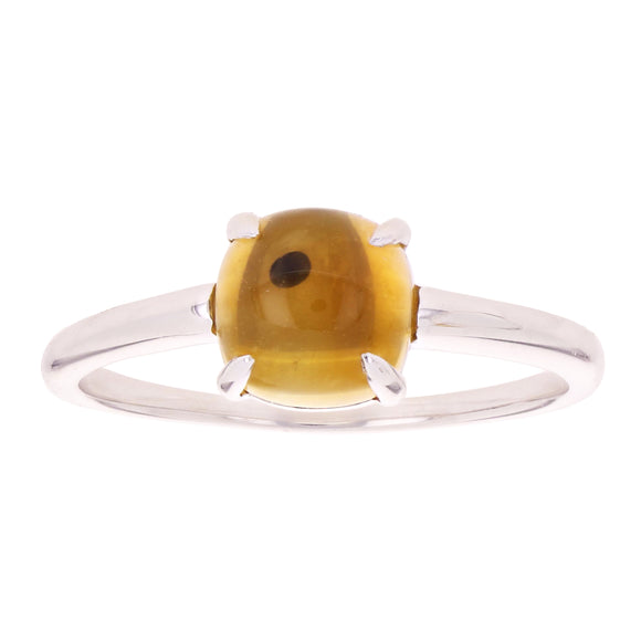 14k White Gold Citrine Solitaire Promise Ring Size 7