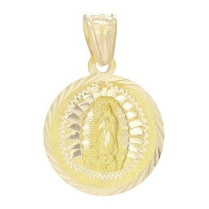 14K Yellow Gold Mother Mary Lady of Guadalupe Medal Charm Pendant 3.1g