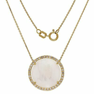 14k Yellow Gold Bezel-Set Round Opal Necklace with Diamond Halo 18