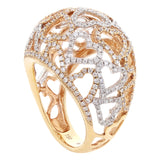 18k White & Rose Gold 3.15ctw Diamond Heart Luxury Dome Ring Size 6.5