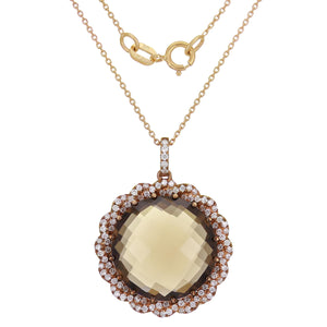 14k Rose Gold 0.40ctw Smoky Quartz & Diamond Wreath Pendant Necklace 18"