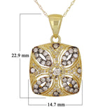 14k Yellow Gold 0.50ctw Diamond Vintage Style Cushion Pendant Necklace 18"