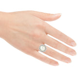 14k White Gold 0.35ctw Green Quartz & Diamond Dome Halo Wreath Ring Size 6.75