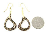 Italian 14k Two Tone Gold Hollow Fancy Dangling Earrings 2.15" 4.7 grams