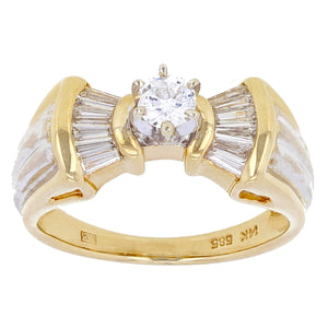 14k Yellow & White Gold 3/4ctw Mixed Cut Diamond Engagement Ring Size 6.5