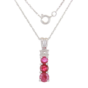 14k White Gold Ruby & Diamond Accent Linear Pendant Necklace 18"