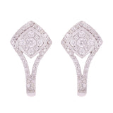 14k White Gold 0.50ctw Diamond Halo U-Shaped Drop Earrings