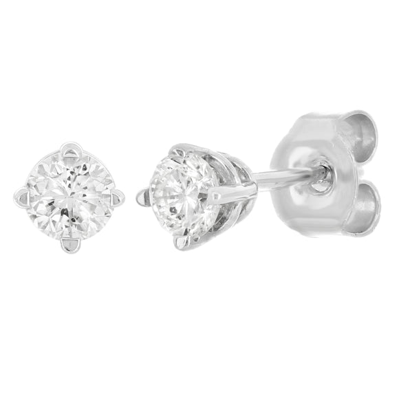 14k White Gold 0.25ctw Round Brilliant Diamond Classic Stud Earrings