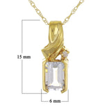 14k Yellow Gold Aquamarine & Diamond Accent Scalloped Pendant Necklace