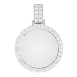 14k White Gold 1.65ctw Diamond Polished Halo Engravable Circle Pendant