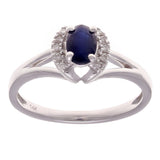 14k White Gold 0.56ctw Sapphire & Diamond Promise Split Shoulder Ring Size 6.5