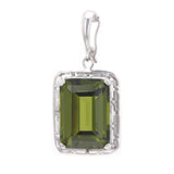 14k White Gold 9ctw Emerald Cut Synthetic Peridot Solitaire Greek Pendant