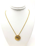22k Yellow Gold Round Charm Pendant with Diamonds Anchor Necklace 18.5" 11g
