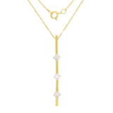 14k Yellow Gold 0.50ctw Princess Diamond Three-Stone Bar Pendant Necklace 18"