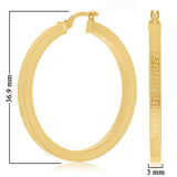 Italian 14k Yellow Gold Greek Key Hollow Hoop Earrings 36.9mm 3.6 grams