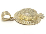 14k Yellow Gold Solid 3D Tea Party Hat Charm Pendant 2.8 grams