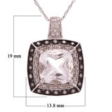 14k White & Black Gold White Quartz & Diamond Double Halo Pendant Necklace