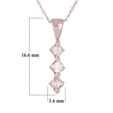 14k White Gold 0.25ctw Diamond Princess 3-Stone Linear Pendant Necklace