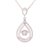 14k White Gold 0.30ctw Heartbeat Diamonds in Rhythm Pear Pendant Necklace 18"