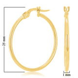 Italian 14k Yellow Gold High Polish 1.5mm 1" Diameter Round Hoop Earrings 0.9g