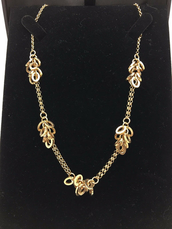 Italian 14k Yellow Gold Rolo Chain with Oval Charms Necklace 16