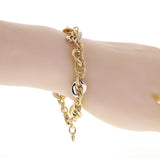 Italian 14k Yellow & White Gold Hollow Fancy Link Charm Bracelet 8.5" 11mm 9.2g