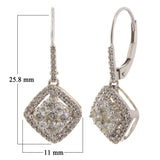 14k White Gold 1ctw Diamond Antique Style Dangle Drop Earrings