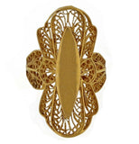 21k Yellow Gold Vintage Filigree Pierced Navette Ring Size 6.25 - 4.3 grams