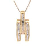 14k Rose Gold 0.25ctw Baguette Diamond Triple Circle Drop Pendant Necklace 18"