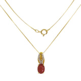 14k Yellow Gold 0.02ctw Ruby & Diamond Lucky Wishbone Pendant Necklace