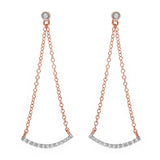 14k Rose Gold 0.15ctw Diamond Chain Dangle Swing Earrings