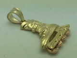 14k Two Tone Gold Solid Rollerblade Roller Skating Charm Pendant 2.6 grams