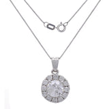14k White Gold 0.90ctw Diamond Round Halo Anniversary Pendant Necklace