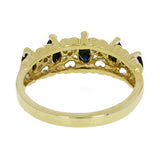 14k Yellow Gold Graduated Marquise Sapphire & Diamond Accent Band Ring Size 7.5