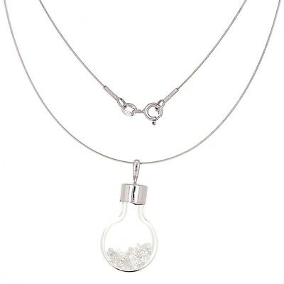 14k White Gold Cable Wire Necklace & Light Bulb Pendant with 1.00 CTW Diamonds
