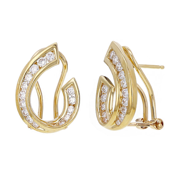 14k Yellow Gold 0.58ctw Diamond Stud Earrings w/ Omega Backs