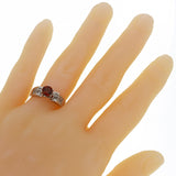 18k White Gold 0.52ctw Garnet & Princess Diamond Engagement Ring Size 7