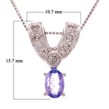 14k White Gold 0.20ctw Tanzanite & Diamond Draped Ribbon Pendant Necklace
