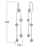 14k White Gold 0.25ctw Diamond Heart Double Dangle Linear Chain Drop Earrings